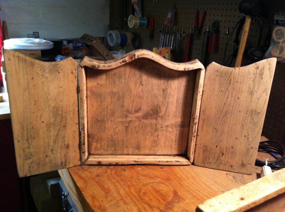 Cross Purposes - the new arch-top frame for my devotional cabinet