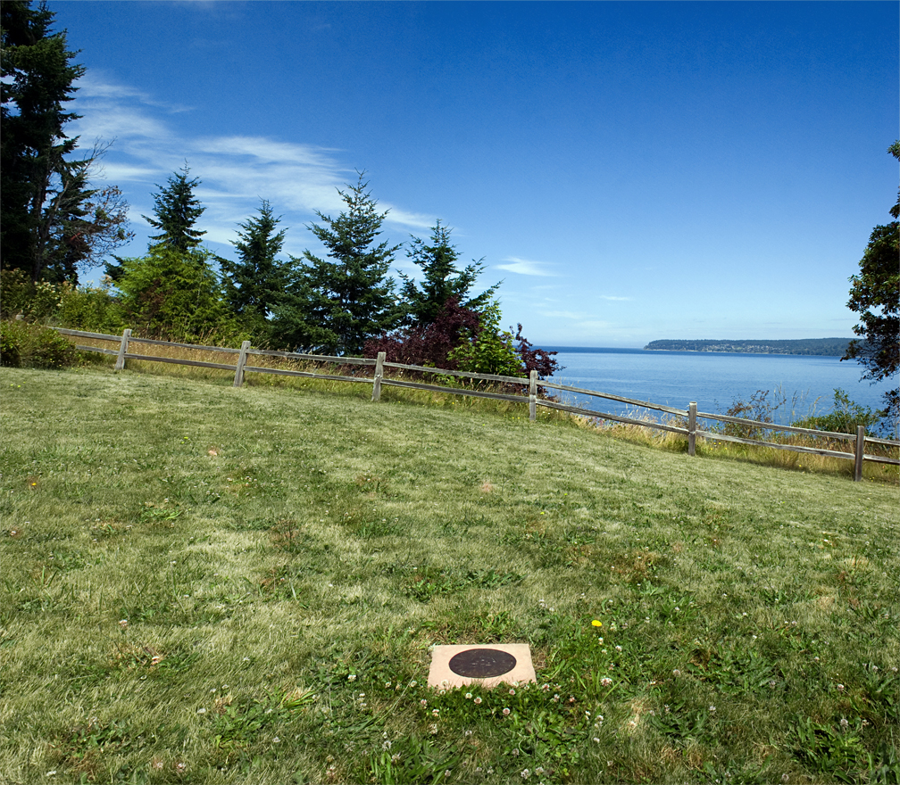 Ted Schaal's Compass Rose pointing North over Discovery Bay towards the Strait of Juan de Fuca