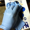 creepy, blue Nitril gloves