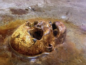 Cast Iron Skull Bottle Opener in process